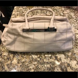 Chanel LAX Square Stitch Cream Caviar Shoulder Bag